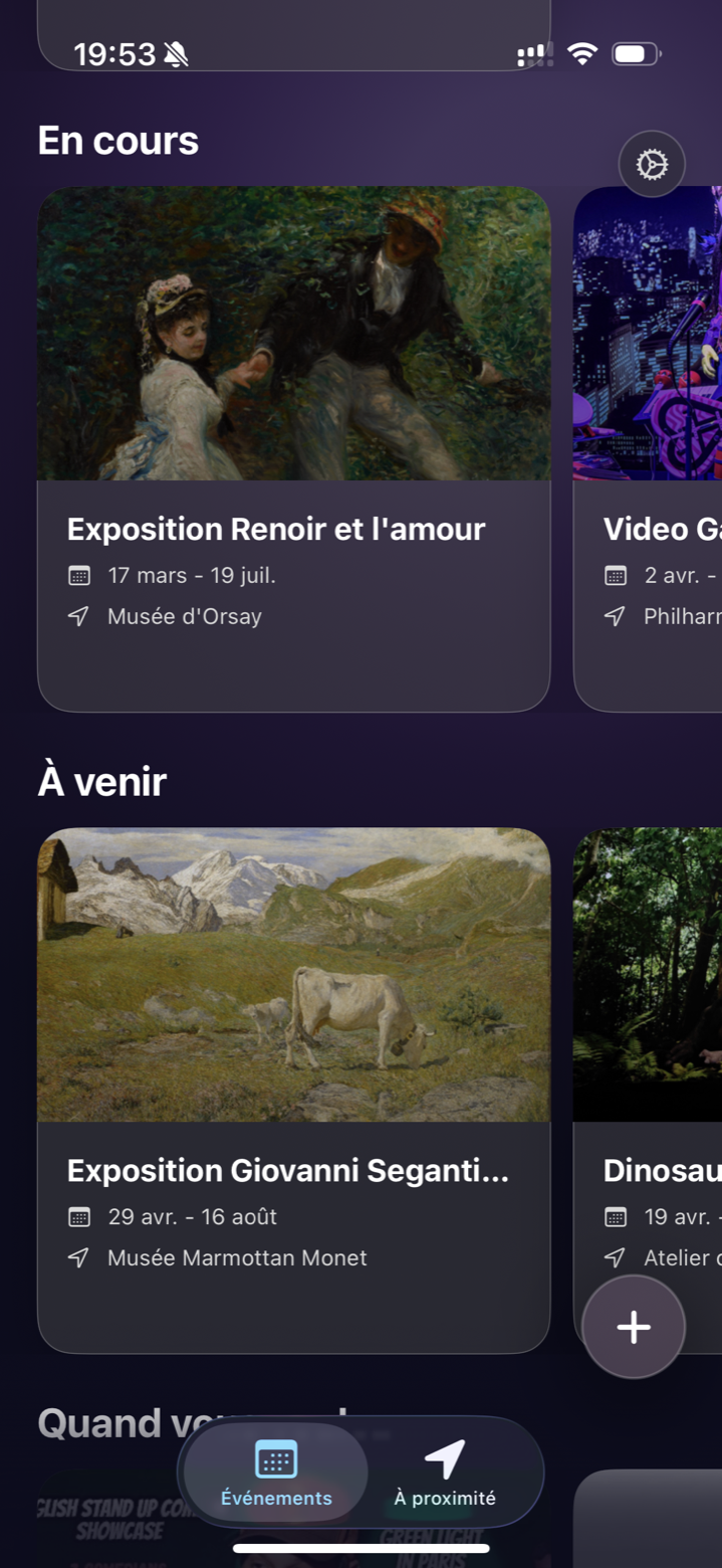 Timeline DoStuff organisée par moments à venir